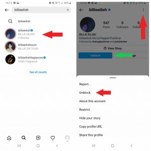 How to unblock a user on Instagram
