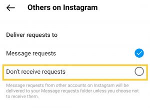 turn off Instagram message requests
