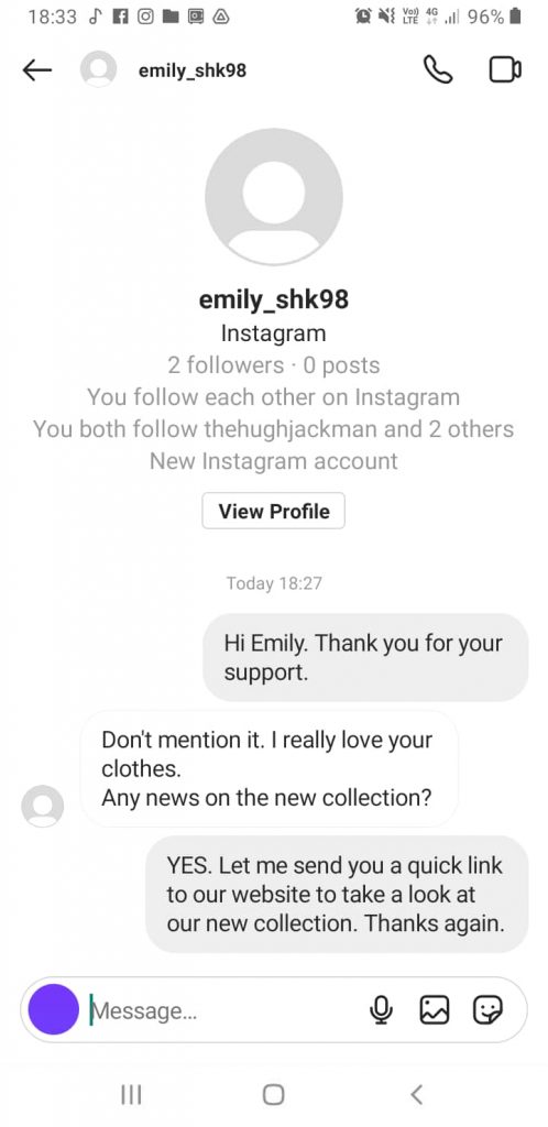 How to sell on Instagram DM screeenshot