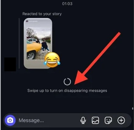 Open a chat and swipe up to turn on the vanish mode