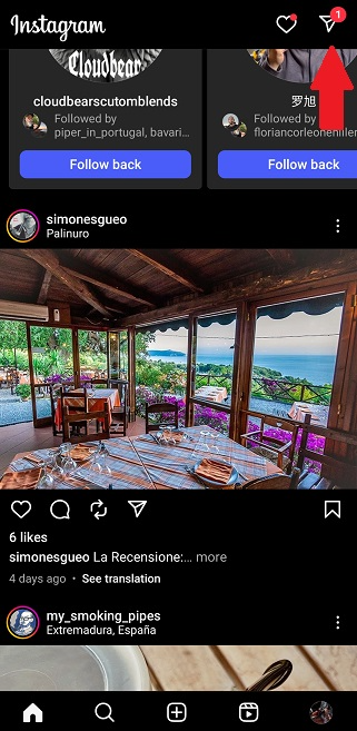 Open the “Message” icon at the top right corner of your screen