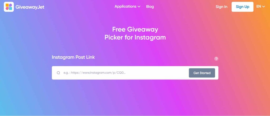 Giveawayjet web-based Instagram comment picker