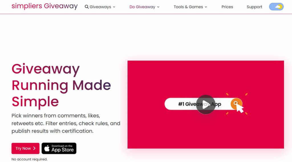 Simplier Instagram giveaway platform 