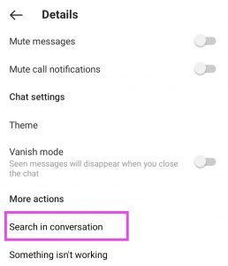 how to search messages in a conversation