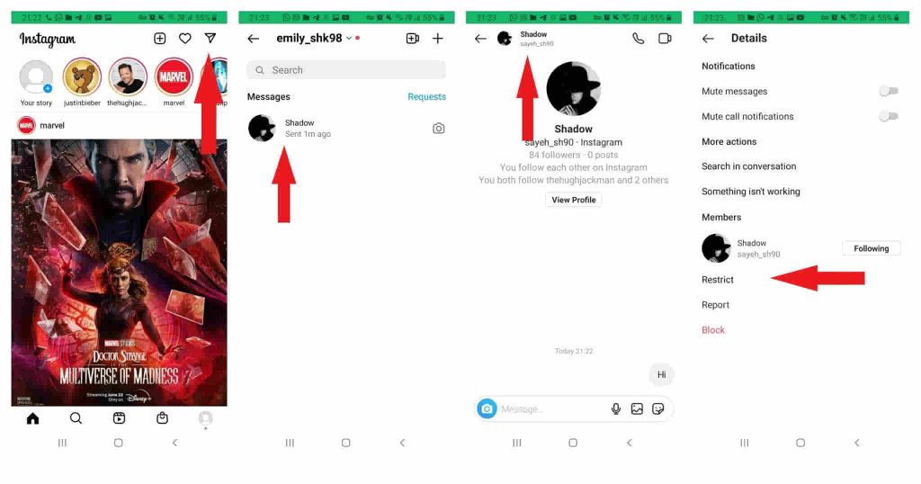 How to restrict someone on Instagram DM?