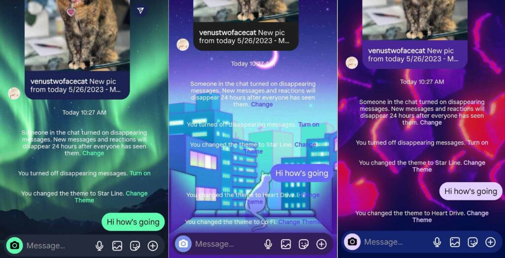 Instagram chat theme samples 