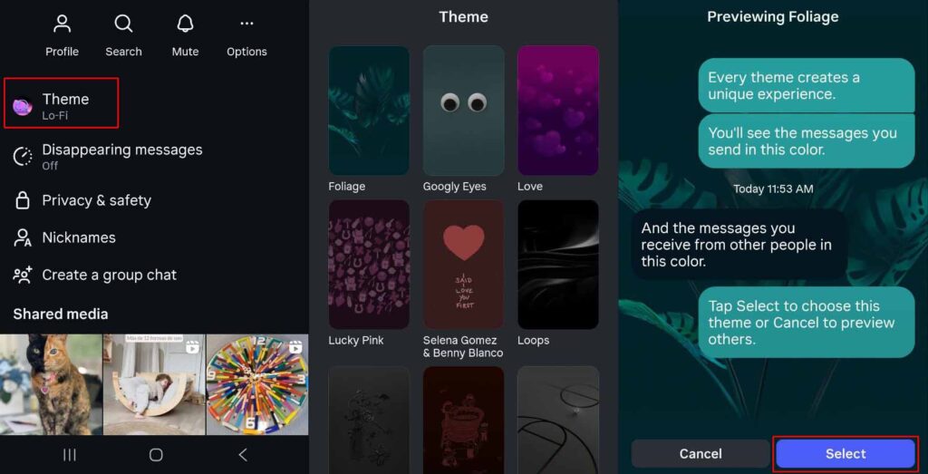 how to change theme on Instagram - step by step screenshot