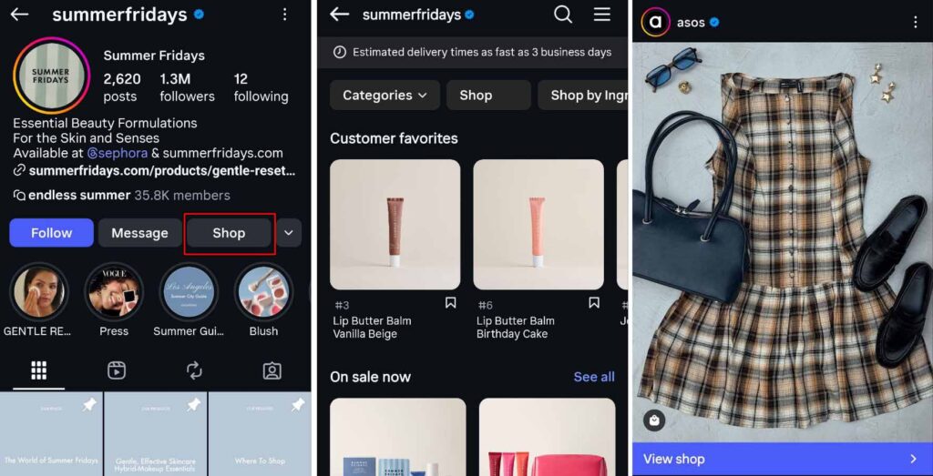Instagram shopping sample