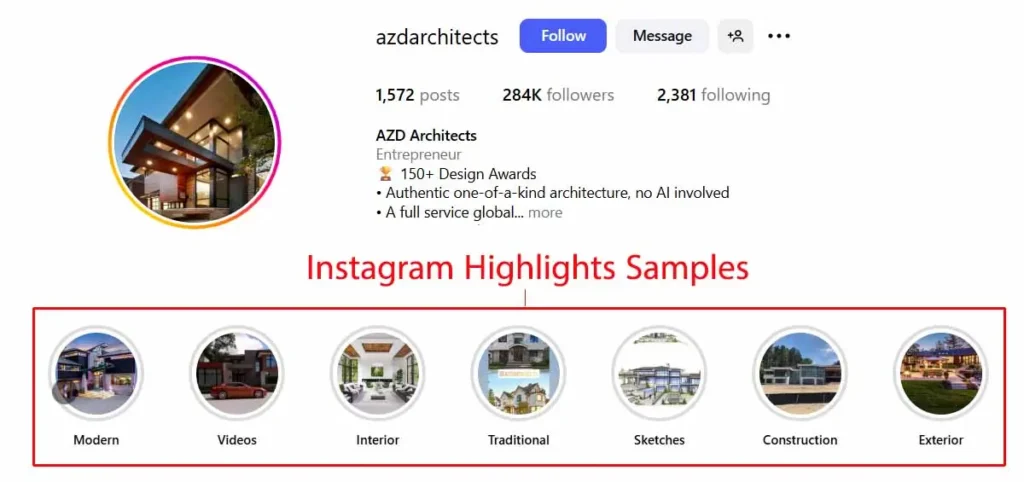 Instagram highlights sample