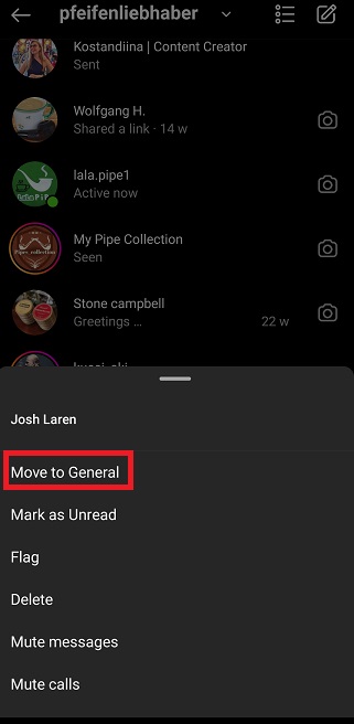 tap on 'Move to General'