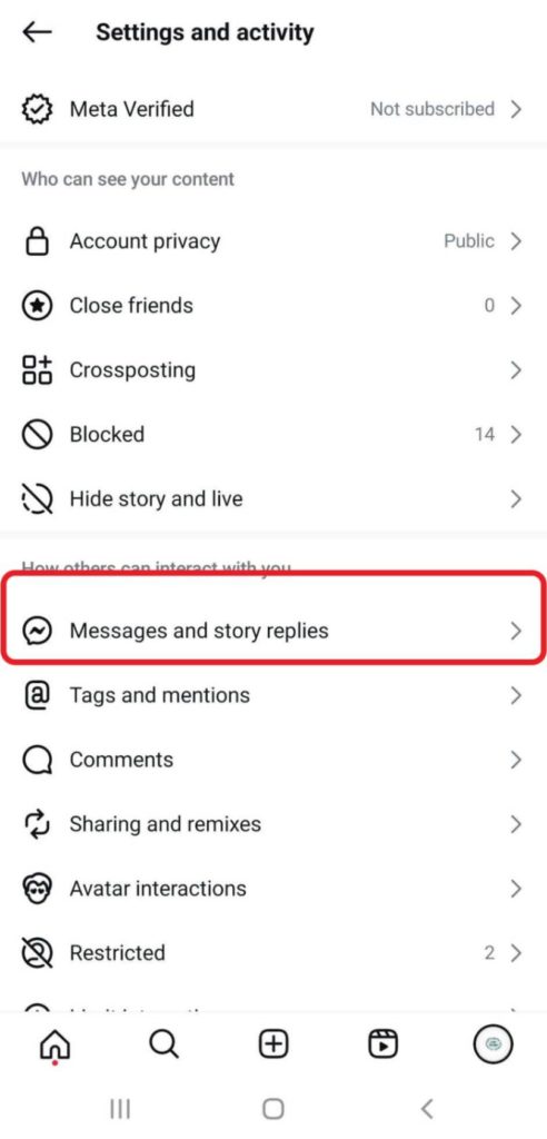 message and story replies on Instagram