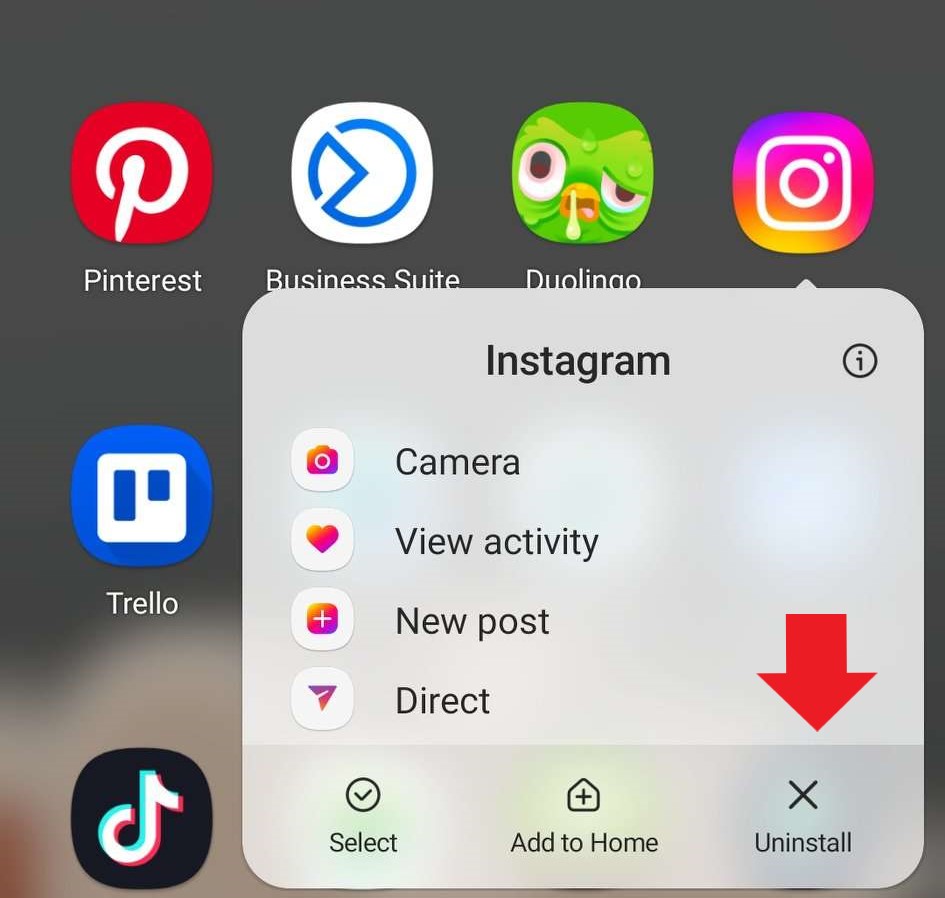 uninstall Instagram app