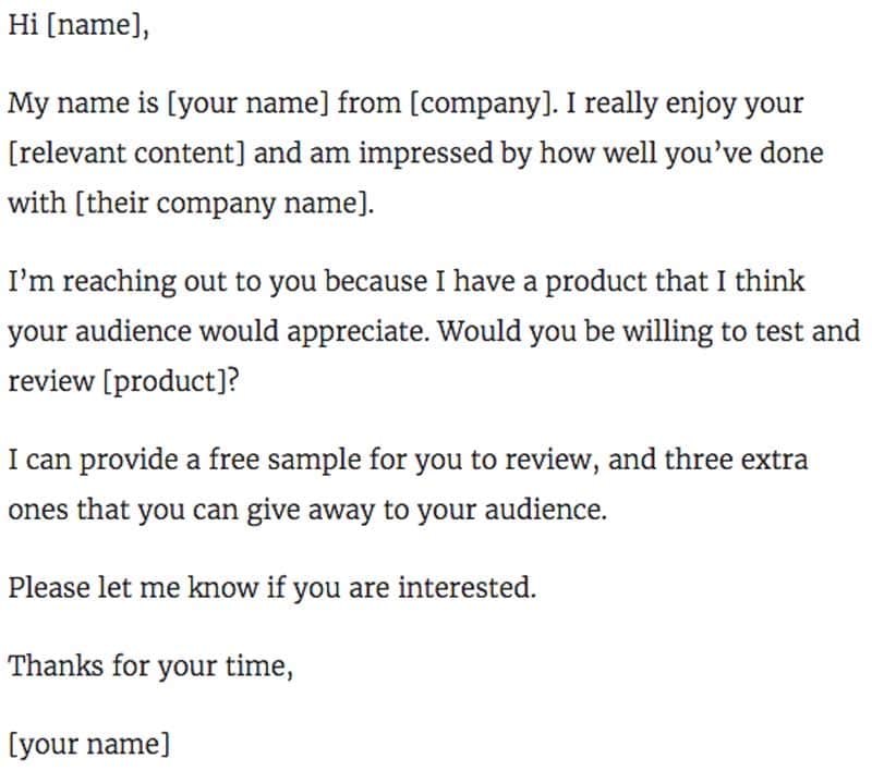 Influencer outreach email template