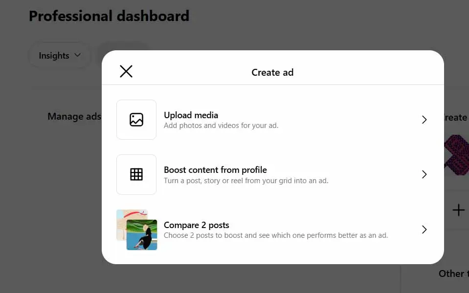 Instagram ads in-app feature