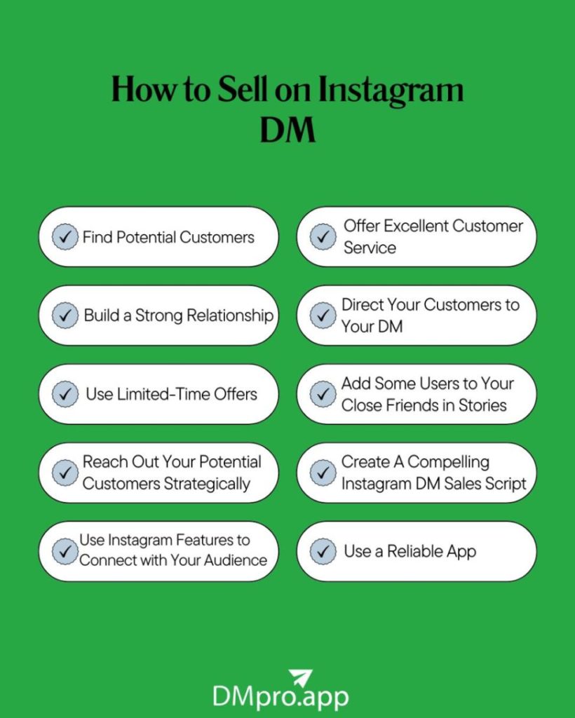 how to sell on IG DM