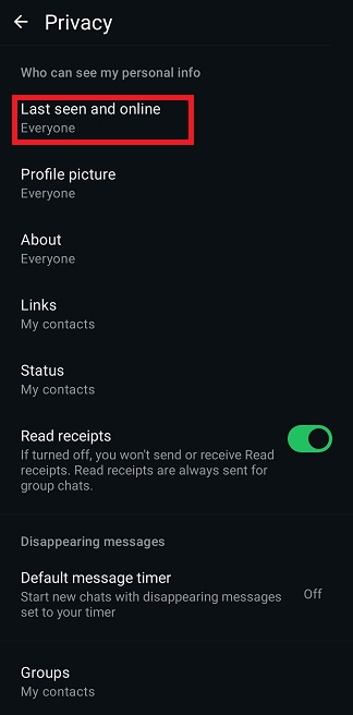 Go to “Last seen and online”