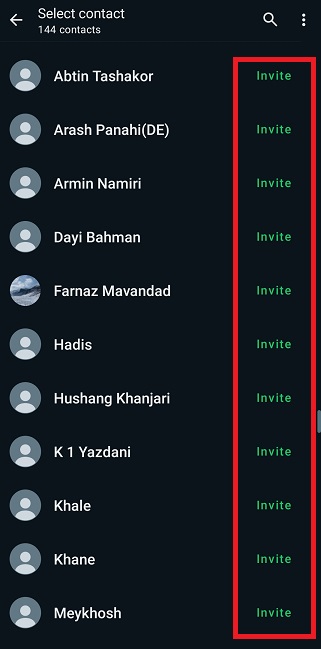 invite new contacts