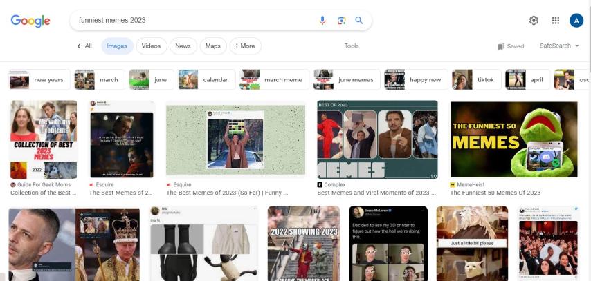 using search engine to find meme