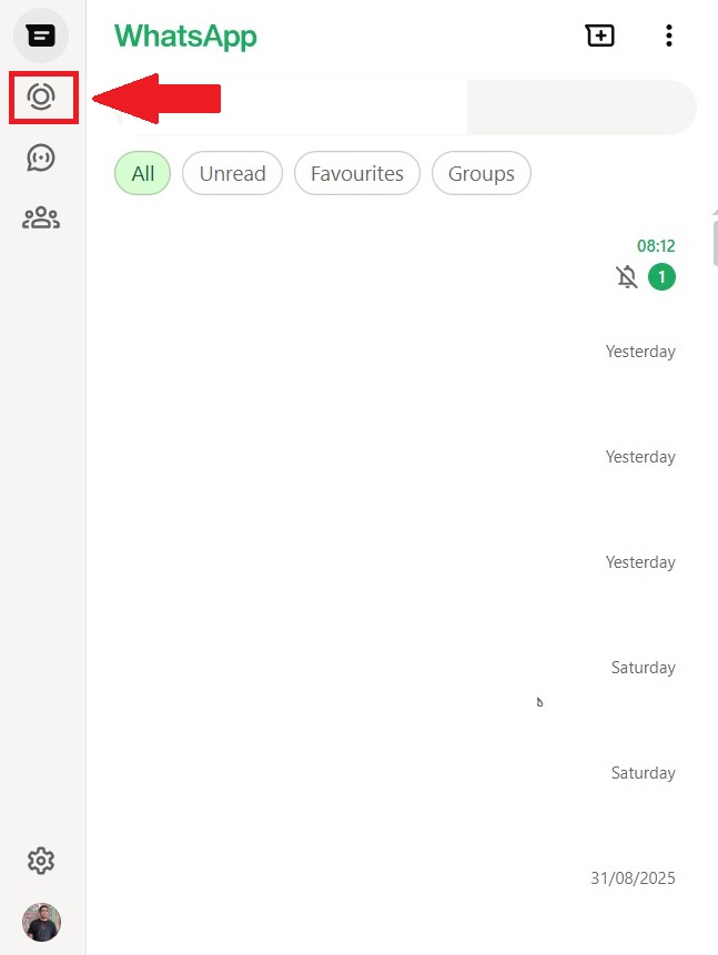 Open your WhatsApp and go to the “Updates” 