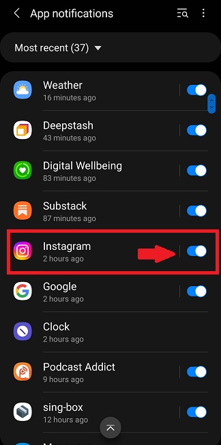 Turn the notification off