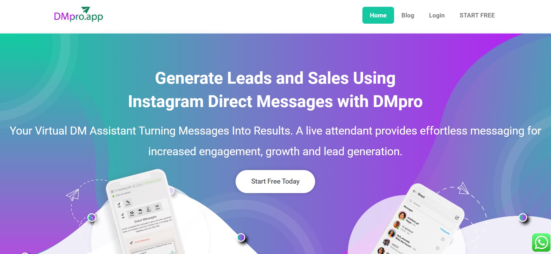 Instagram growth service: DMpro Homepage