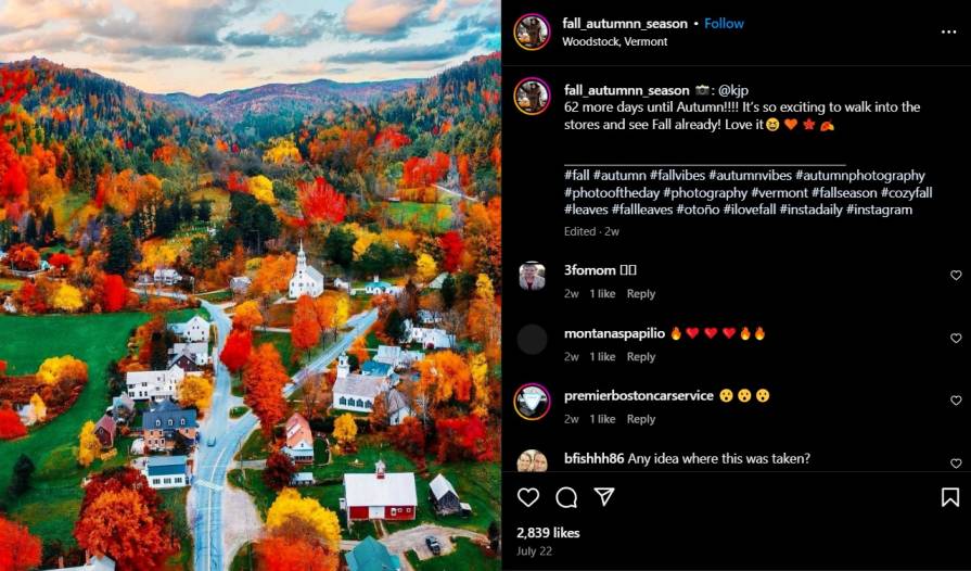 Fall Instagram Caption Example