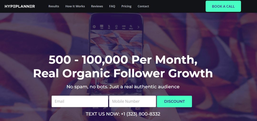 Instagram Growth Service: Hype Planner Homepage