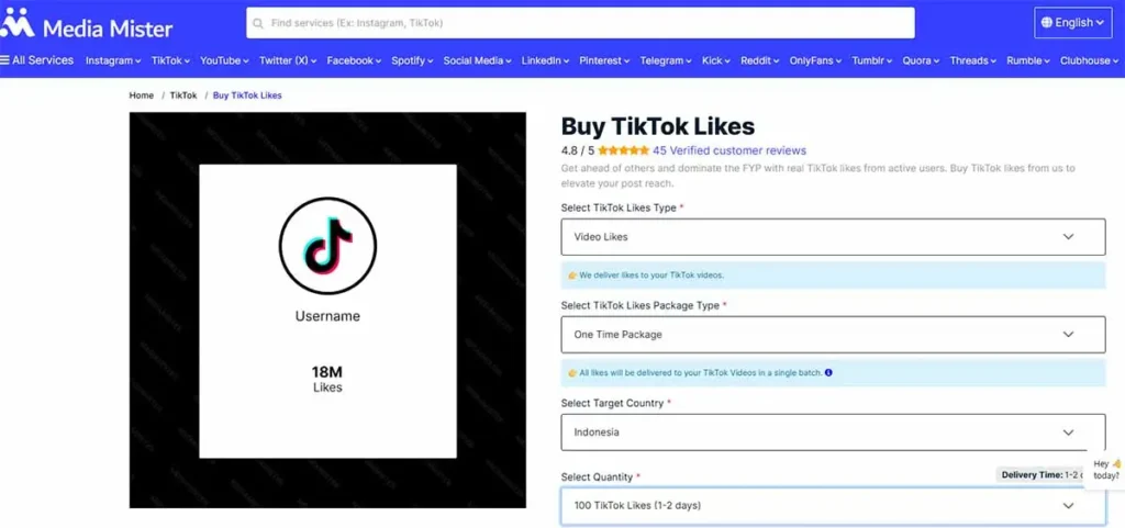 MediaMister TikTok Likes Service