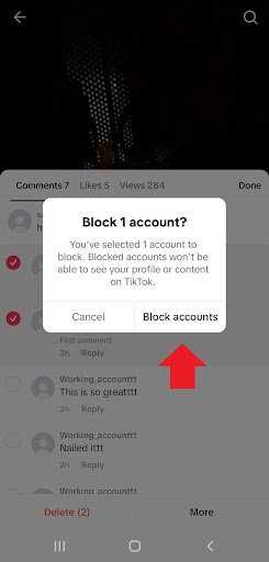 blocking on tiktok through comments