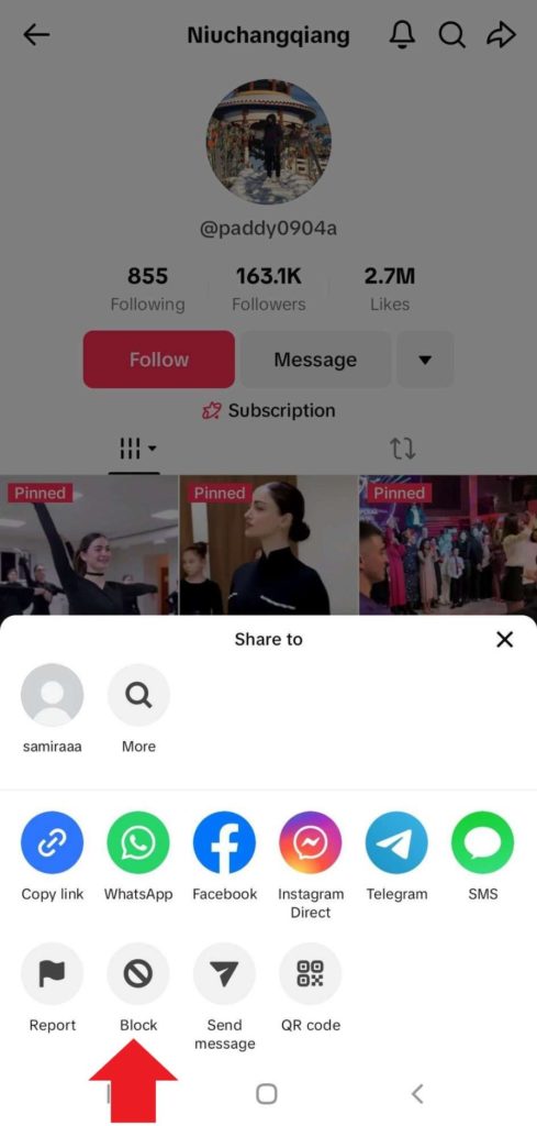 blocking on tiktok steps