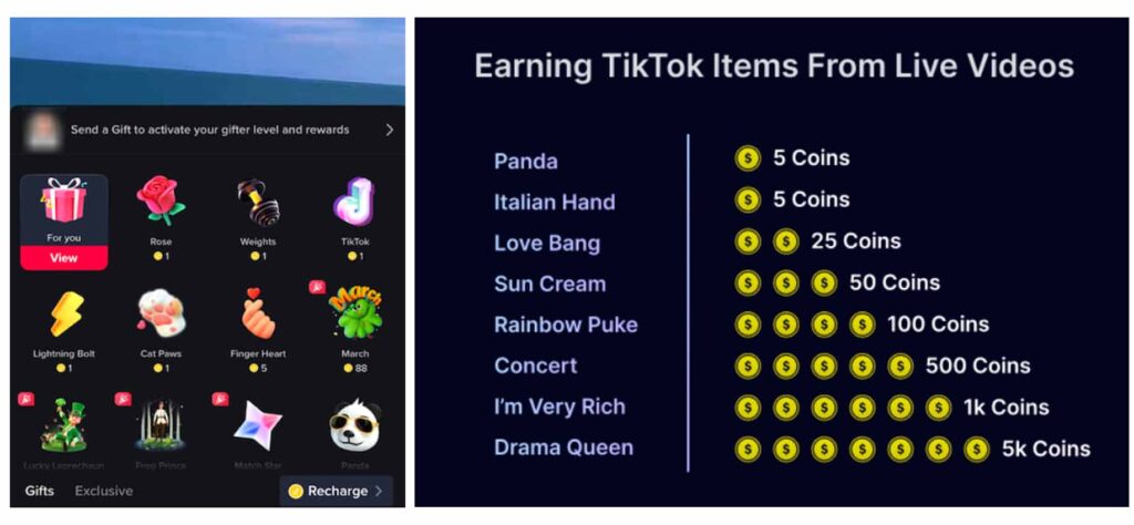TikTok gift feature
