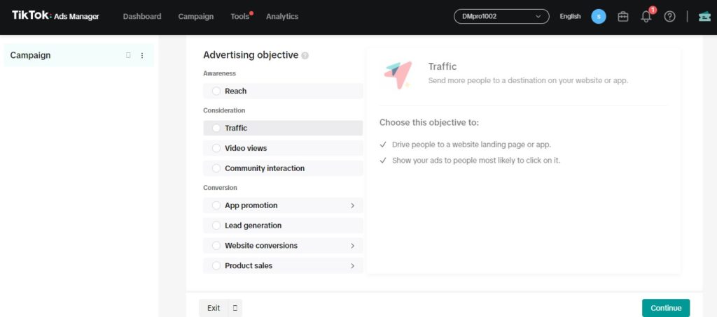 tiktok ads manager dashboard