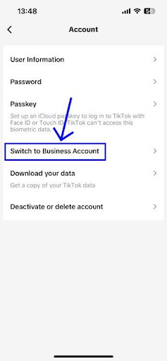 tiktok business account creation