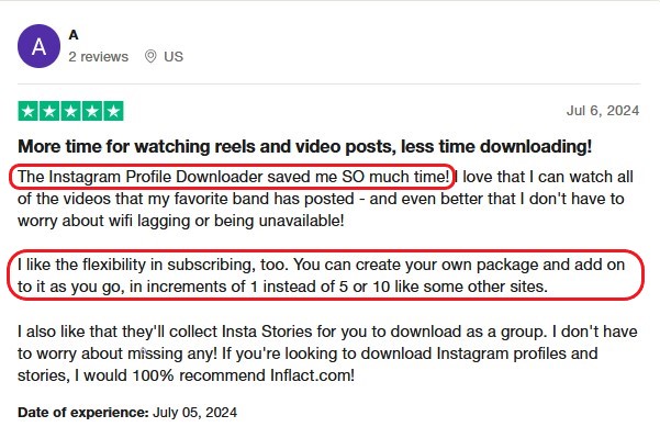 inflact positive review on trustpilot