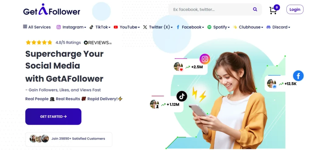 GetAfollower Homepage