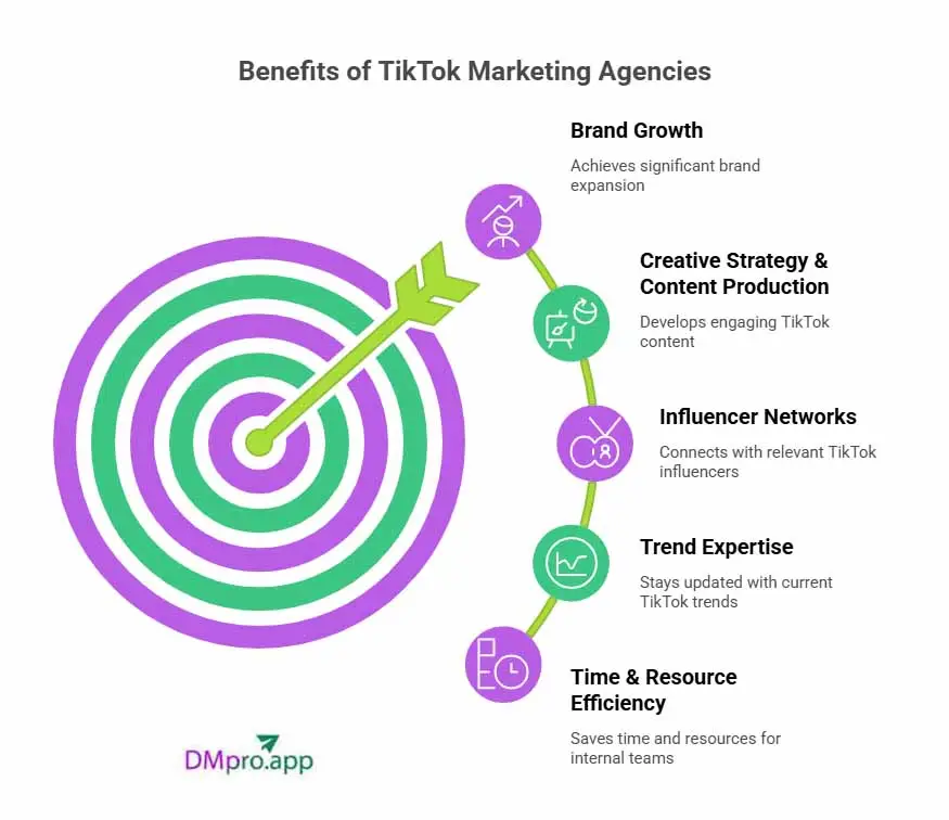 Why working with tiktok marketing agencies? Infographic of 5 reasons