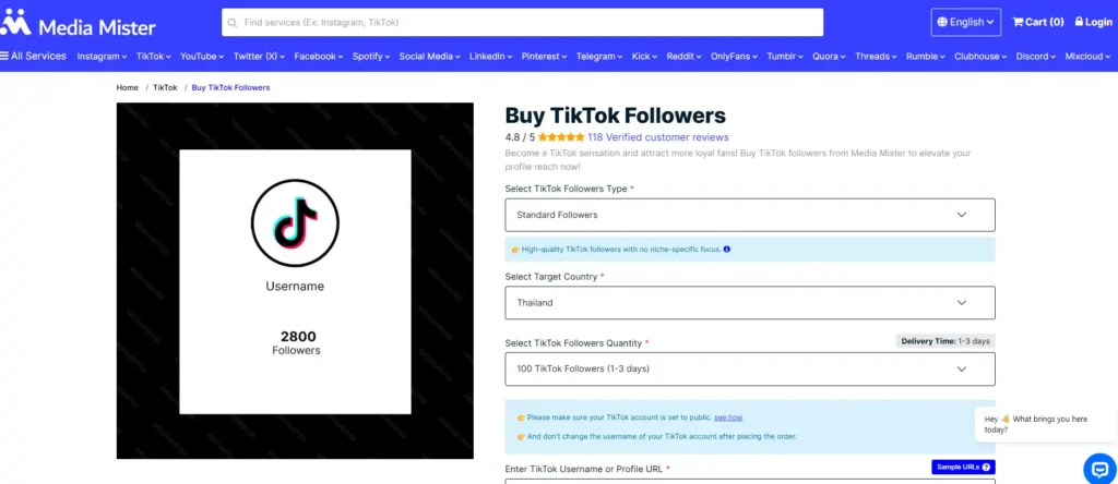 MediaMister buy TikTok followers 