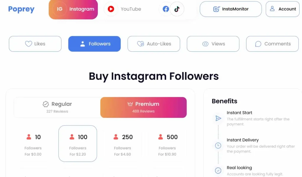 Poprey Instagram Follower Growth Service