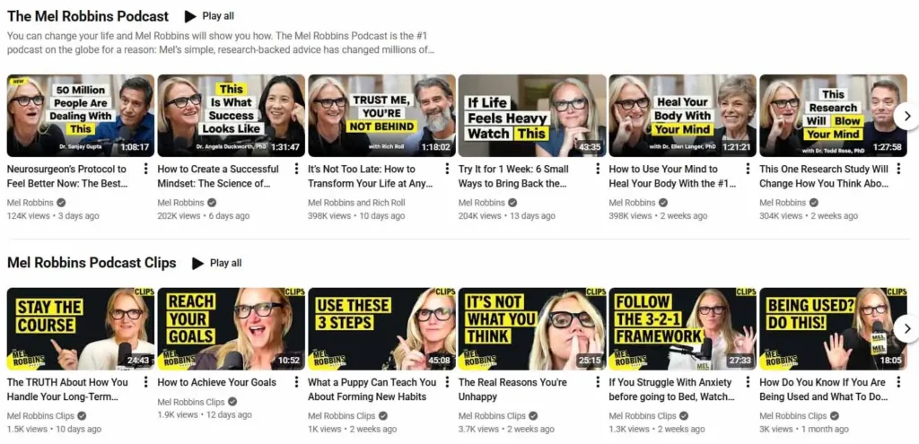 sample of YouTube thumbnails