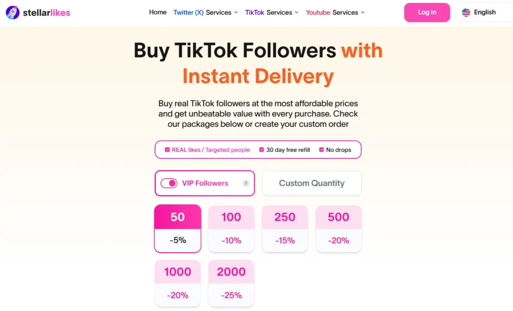 TikTok growth service on Stellarlikes