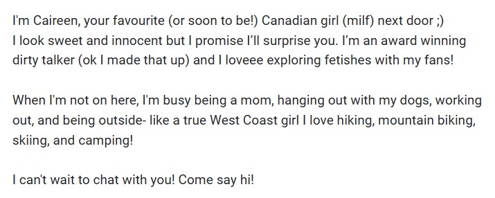 Caireen Bio On OnlyFans