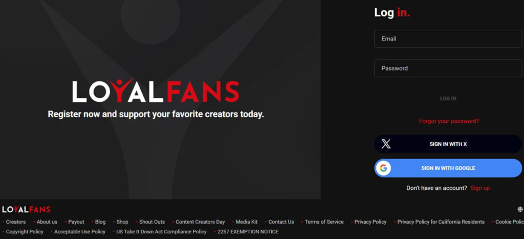 LoyalFans Homepage