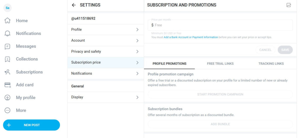 Set Subscription Fee On OnlyFans