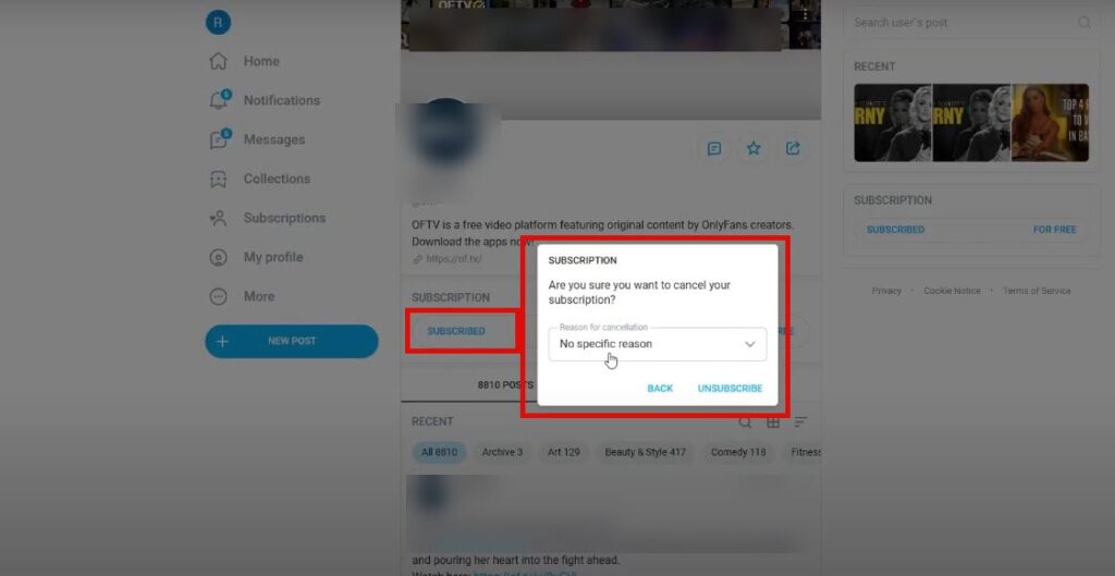 Unsubscribe From a User's Profile