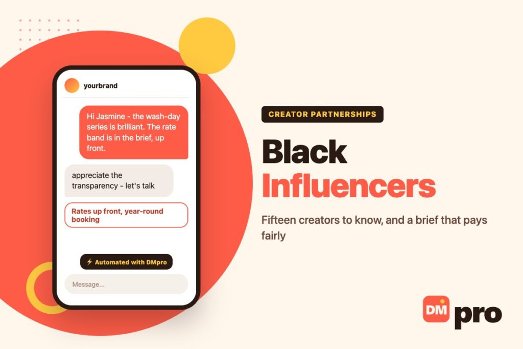 Black influencers: a brand opening outreach with the rate band up front