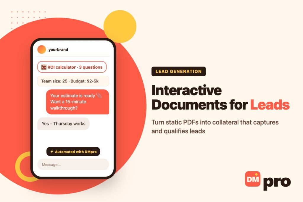 Interactive documents for lead generation: calculators, gating and DM delivery