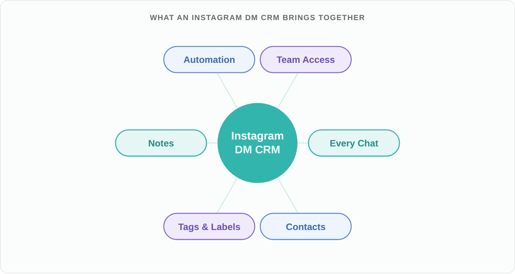 An Instagram DM CRM brings together every chat, contact profiles, tags and labels, notes, automation, and team access in one hub