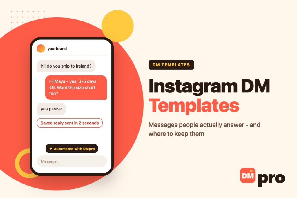 Instagram DM templates: a saved reply answering a shipping question in two seconds
